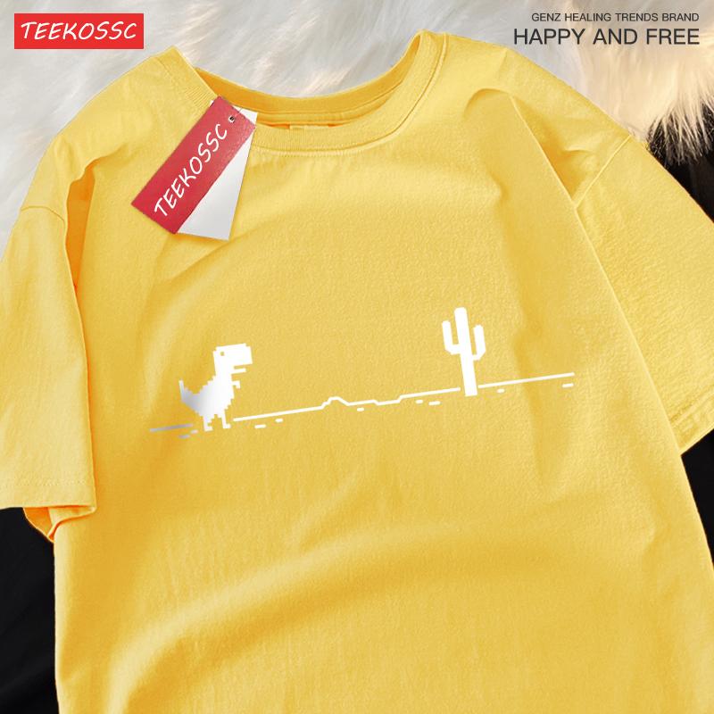 Network Malfunction Little Dinosaur Man T Shirts Casual Breathable T-Shirt Oversize Summer Cotton Hip Hop Street Half Sleeve