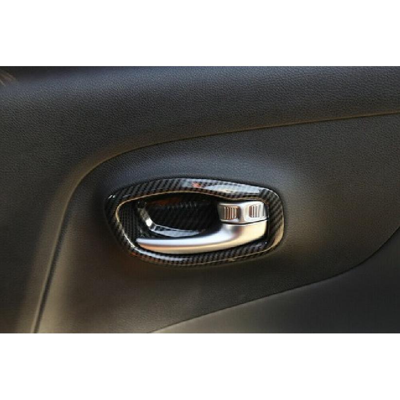 Interior Door Handle Bowl Cover Trim Decor For Jeep Renegade 2016+ Carbon fiber