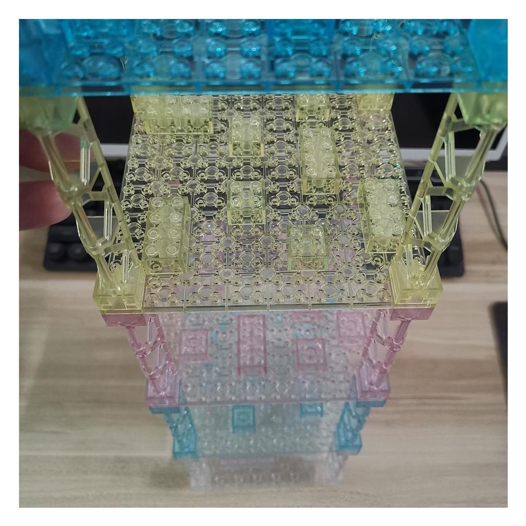 Double-Sided 16x16 Transparent Stud Baseplate for MOC Building Block Scene