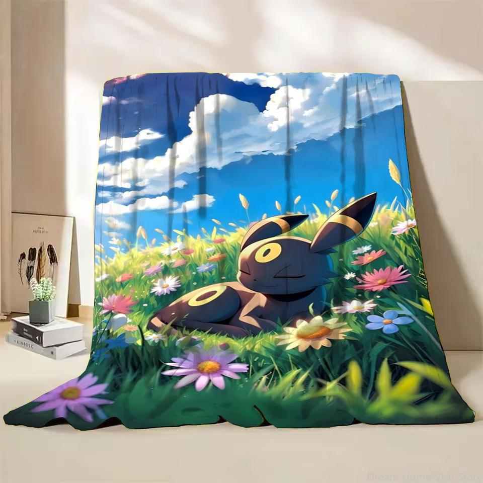 Pokémon Evoli Flanell-Kuscheldecke für Bett Sofa Zuhause Schlafzimmer Büro Reisen Kinder-Überwurfdecke Kinder Winter Warm Weich Geschenke
