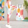 Women Plus Size Two Piece Set Scoop Neck Sleeveless Longline Tank Top Printed Fitted Pants