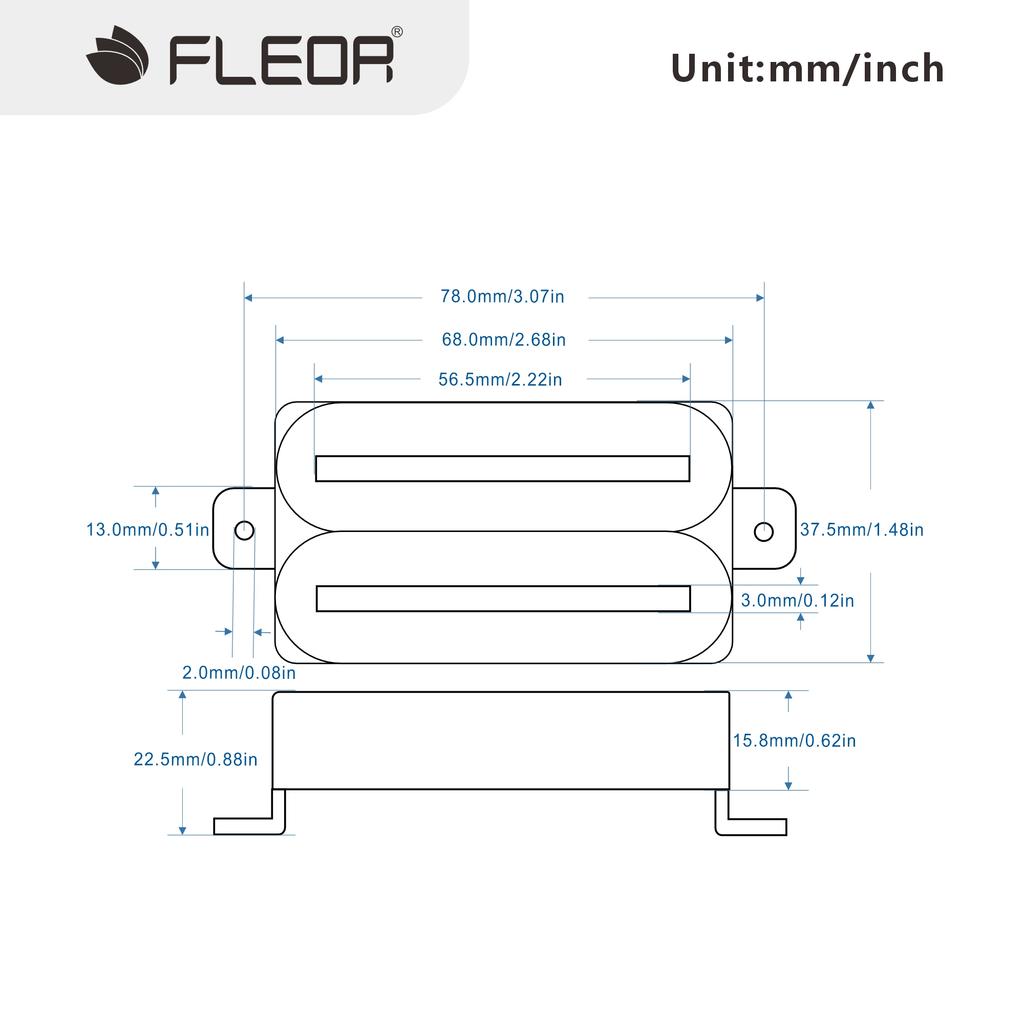 FLEOR White Ceramic Electric Guitar Hot Dual Rails Humbucker Pickup 14K/ 7K Guitar Parts