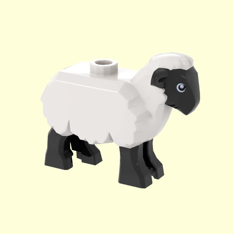Wucifang Bags Black Cute Sheep Building Block Toys 74188Pb01 Head Legs Eyes Pattern Moc Kids Educational Toys