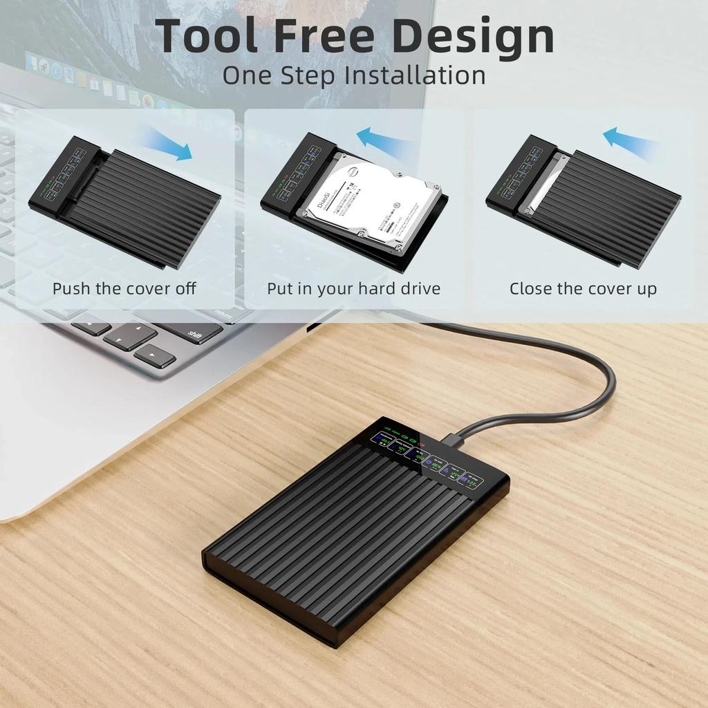Portable SATA To Type-C Hard Drive Chassis Intelligent Digital Display Adapter 2.5 Inch 6Gbps External HDD Case for PC Laptop