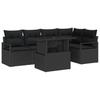 Garden Sofa Set with Storage 6 Pcs Black Poly Rattan