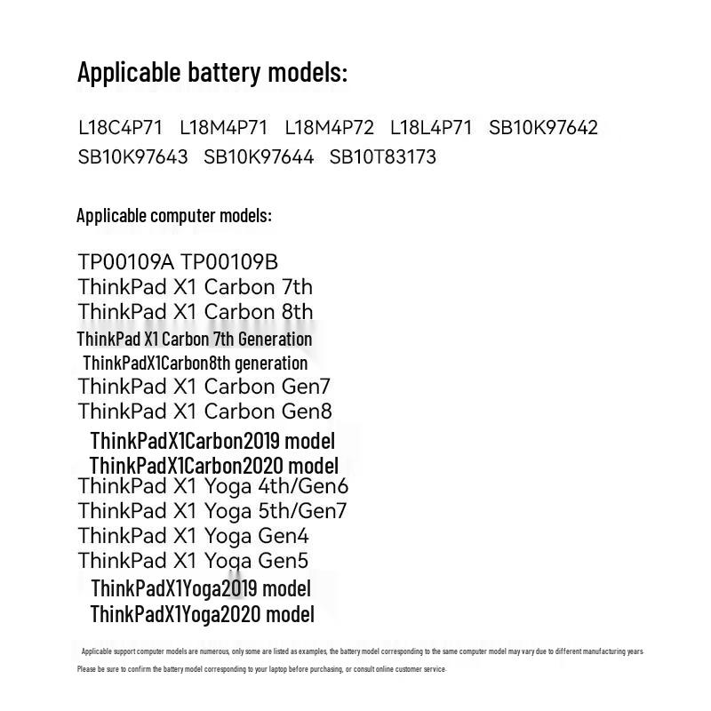 llano Laptop Battery for Lenovo ThinkPad X1 Carbon/Yoga