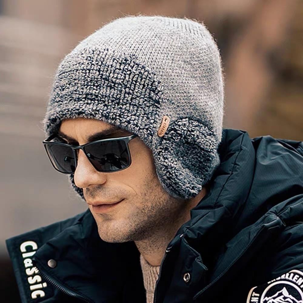 New Windproof Knitted Hat Coldproof Warm Pullover Cap Ear Protection Hat Unisex
