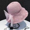 WTEMPO Elegant Mesh Bow Casual Summer Outdoor Sunscreen Hats Women's Solid Color Breathable Bow Wide Brim Sun Hats