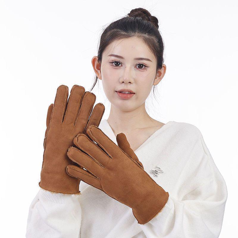 Neukundenrabatt - Damen Wildlederhandschuhe im amerikanischen Retro-Stil: Warm, gefüttert, winddicht für Herbst & Winter