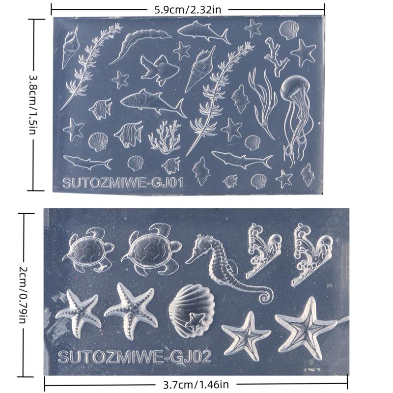 1 Stück Muschel Seestern Qualle Schalentier 3D Silikon Nagelform Sommer Ozean Serie DIY Silikonform Schmetterling Nagelkunstform