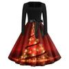 Women's Casual Retro Square Neck Dress with Halloween Print for Party and Daily Wear