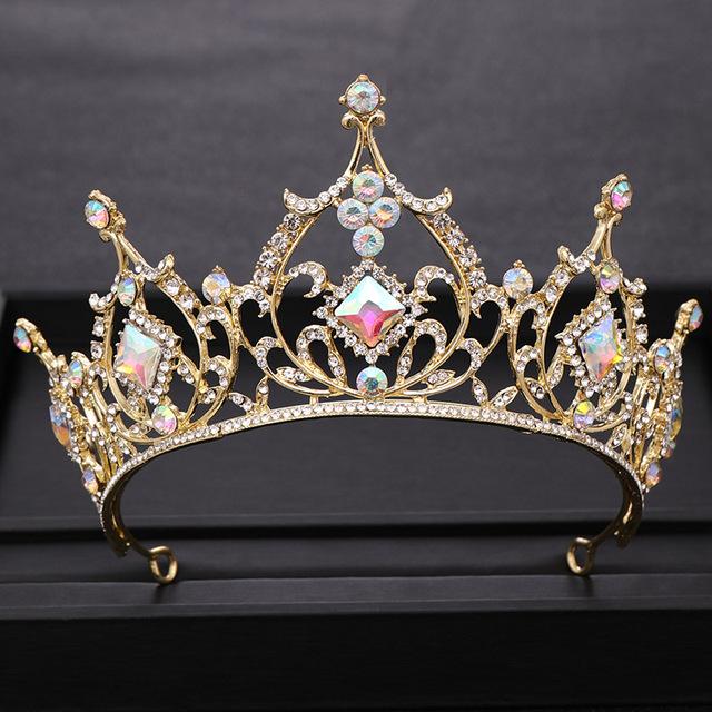 

Модные свадебные аксессуары для волос свадебный головной убор в стиле барокко цветные стразы хрустальная корона для выпускного бала королева ювелирные изделия корона подарок