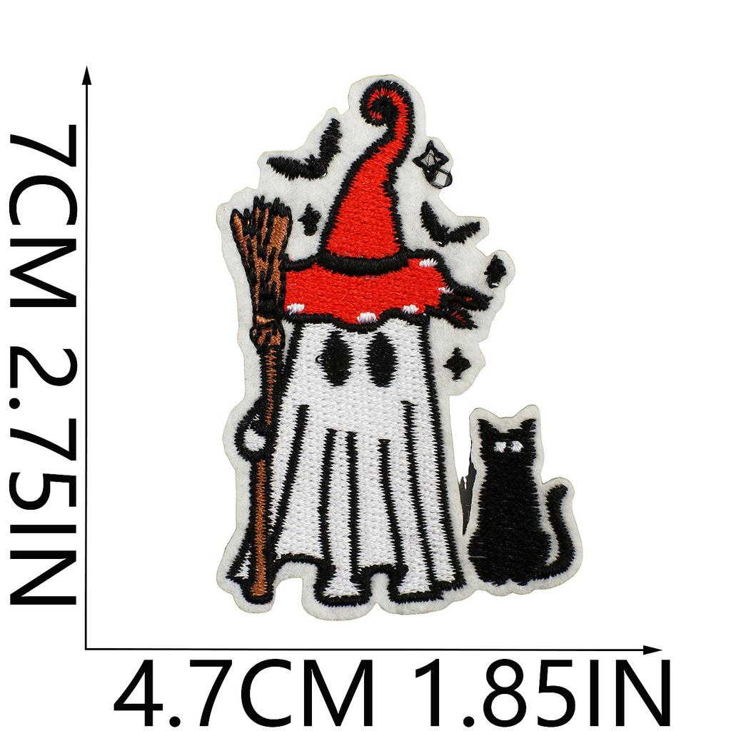 Halloween Cat Ghost Embroidery Cloth Sticker Holiday Decoration Flowers Witch Embroidery Chapter A Piao Bicycle Patch Sticker