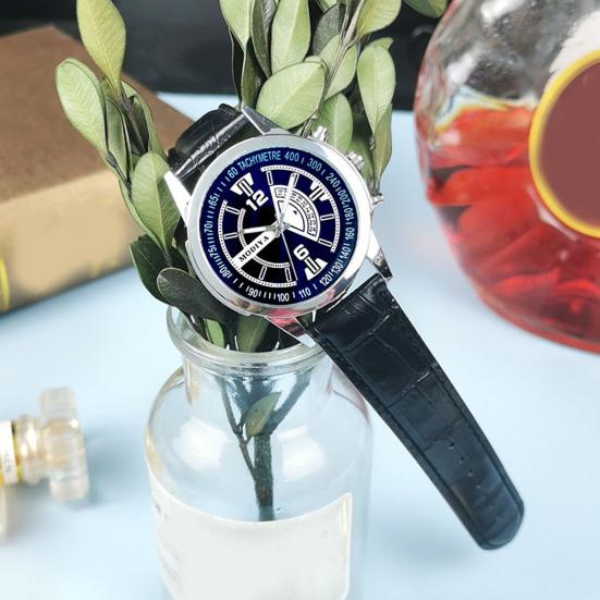 Men Quartz Watch Round Dial Alloy No Delay Adjustable Faux Leather Strap Time-checking High Accuracy Wristwatch Business Commute Timepiece