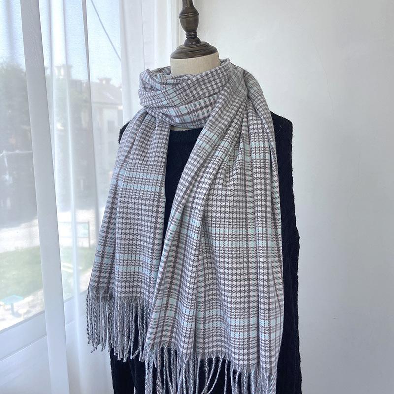 Cheap Plaid Scarf Fall/winter Imitation cashmere long tassel shawl Joom