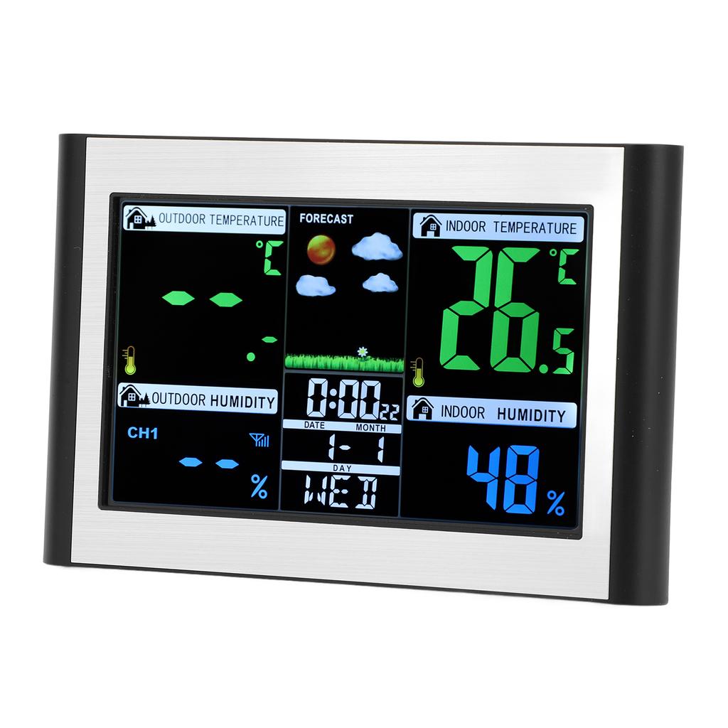 Weather Clock Station Color Screen Digital Display Weather Forecast Indoor Outdoor Temperature