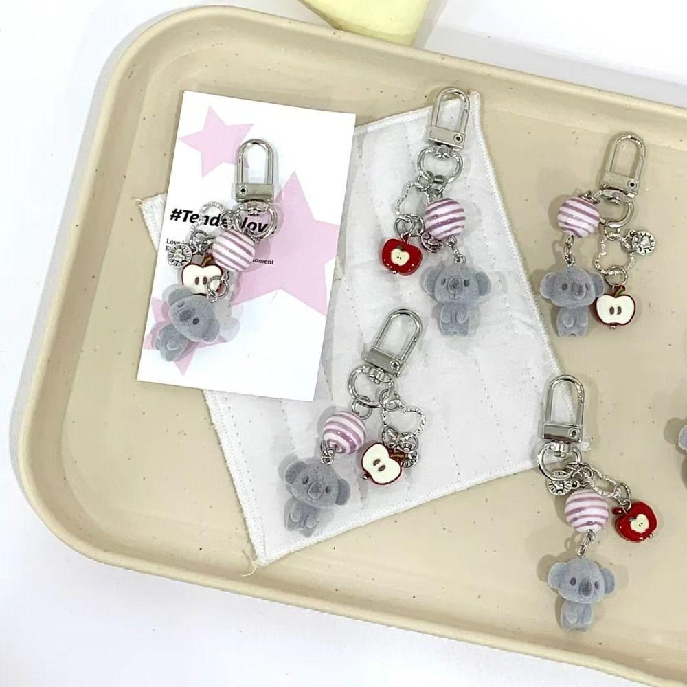 Bag Pendant Koala Duck Keyring Phone Charm 3D Dog Pendant Flocking Animal Keychain  Schoolbags
