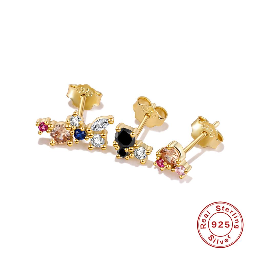 Zarte und kleine Traumblaue Zirkonium-Stern-Bonbon-Stern-Pferdeaugen-Ohrstecker Dreiteiliges Set, Premium-Zirkon-Ohrringe.