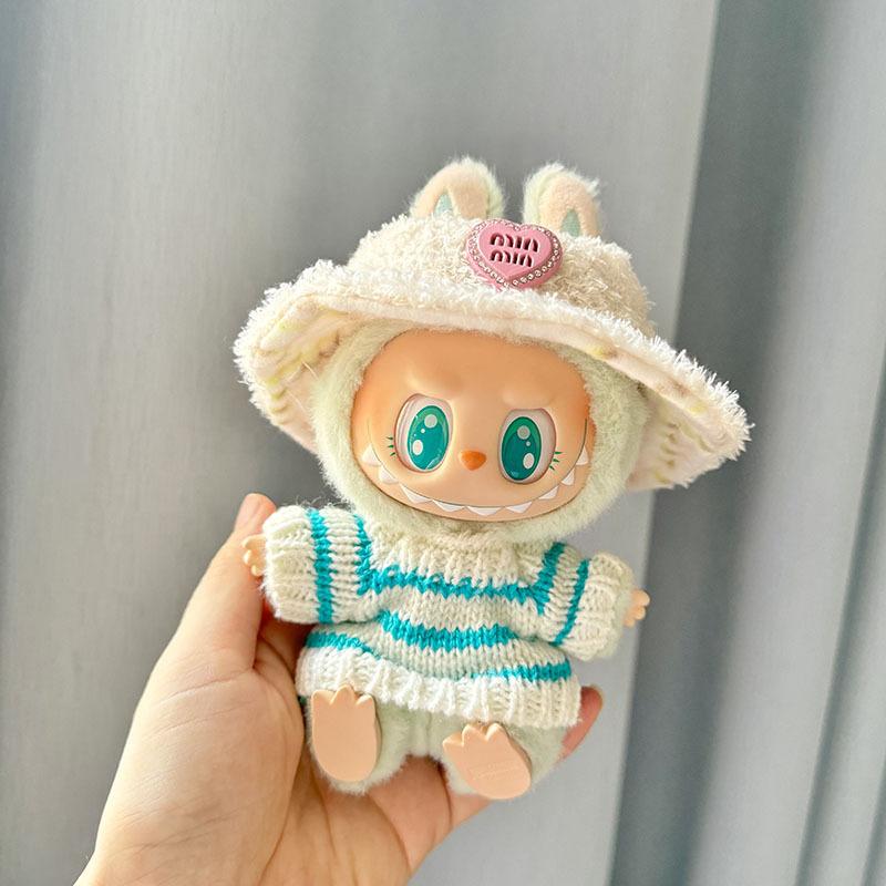 Doll Accessories For Labubu V1 V2 Idol Cute Doll Clothes Fashion Sweater Outfit Accessories Sitting Party Pink White Striped Sweater Cup Clothing