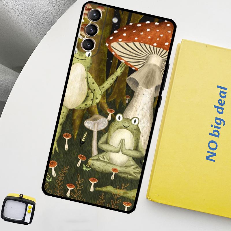Vintage Retro Frog Mushrooms Phone Case For Samsung Galaxy S25 Ultra S20 S21 S22 S23 Plus S24 Ultra S9 S10 S25 FE Cover