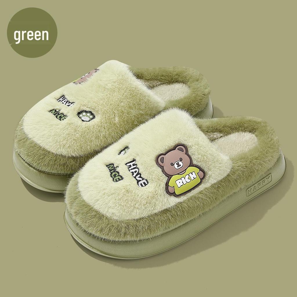 Zimní bavlněné pantofle s tlustou protiskluzovou podrážkou - Roztomilý kreslený design pro páry