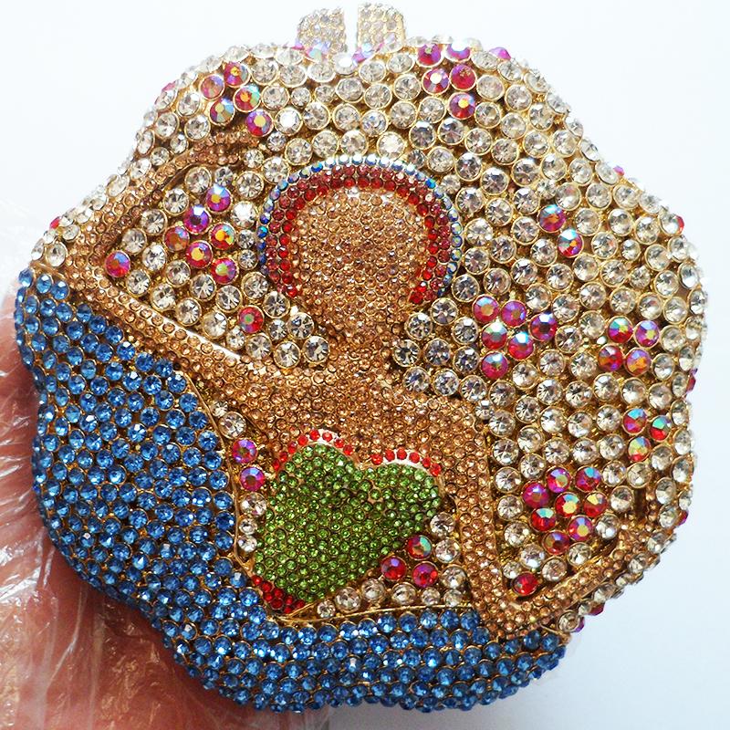 

Rhinestone Evening Ladies Clutch Bag Dancing Luxury Blue/AB Women Party Dinner Purse Mini Diamond Crystal Prom Wedding Handbags 14cmX14cmX4cm