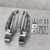 Motorcycle Passenger Footboards, Aluminum Rear Support Pair with Open-Frame Bodies, Ridged Treads, and Mounting Hardware
