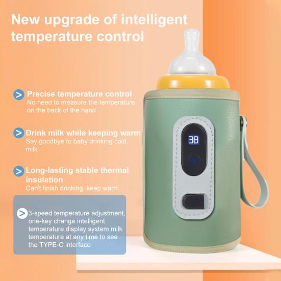 Toka LCD Ekran Tip-c Kablolu 3 Seviyeli Ayarlanabilir Dijital Ekranlı Bebek Süt Şişesi Isıtma Kılıfı Günlük Kullanım İçin 1 Set Şişe Isıtıcı