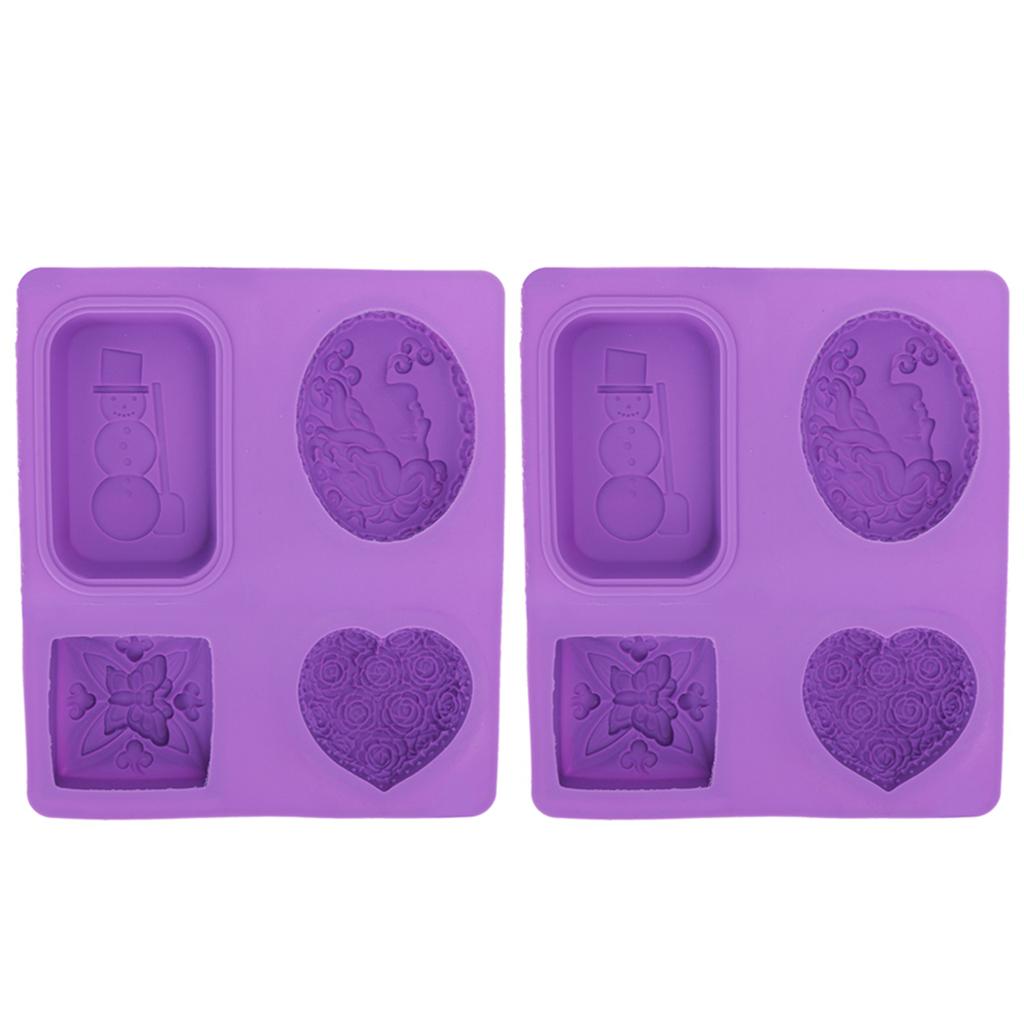 2Pcs Silicone Soap Mold 4Grids DIY HandMade Cupcake Baking Mould HeatResistant