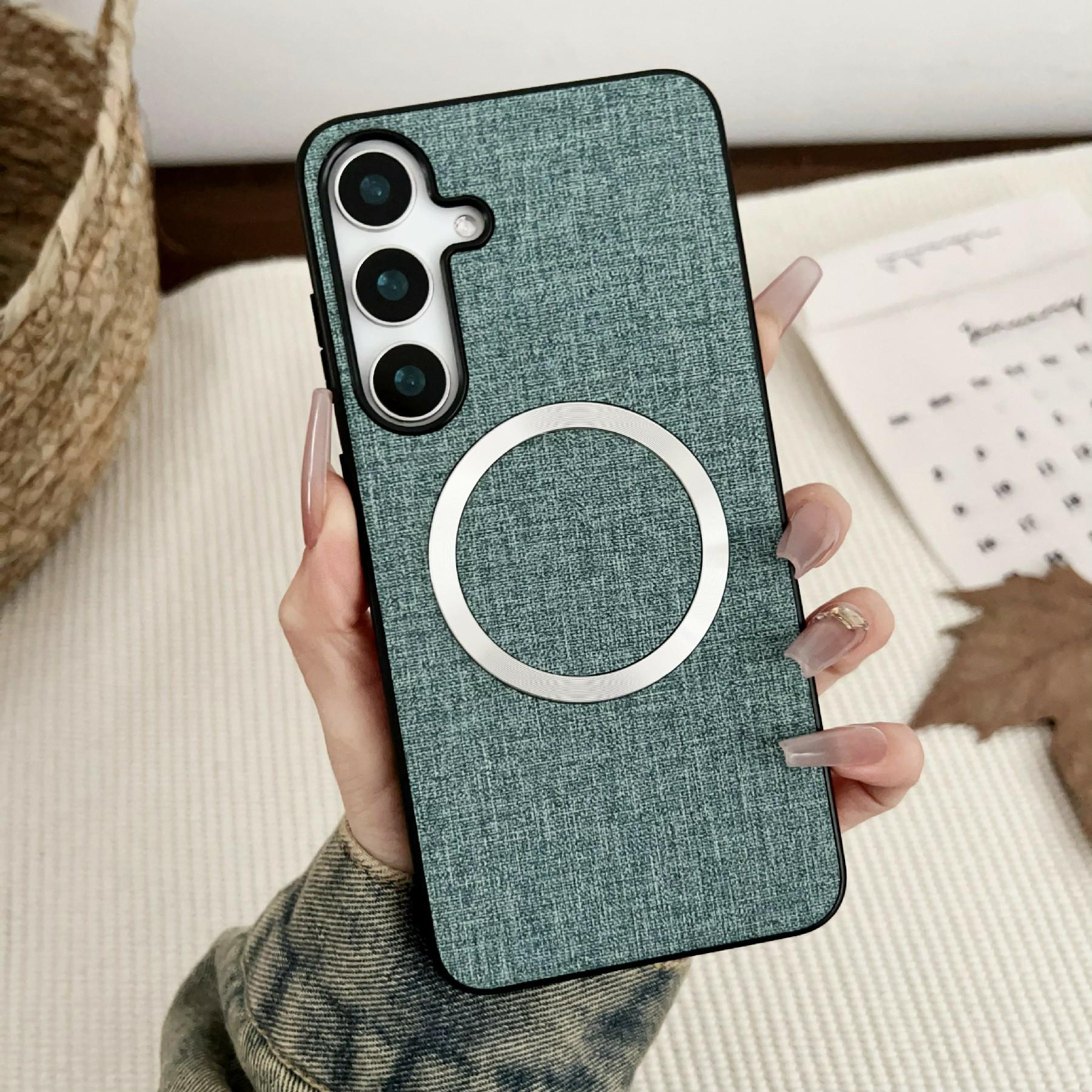 For Samsung Galaxy S26+ Magnetic Case Drop-Proof TPU + Cloth Back Phone Cover