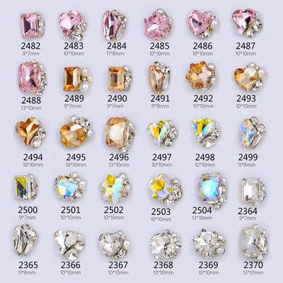 Nail Art Crystal Stack Diamond Finished Product Super Shiny Crooked Heart Rectangular Hand-Inlaid Pearl Nail Ornament