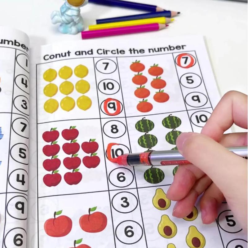 64 Страницы Интерактивный Рабочий Тетрадь по Математике Заполненная Цифрами Тренировка Логического Мышления Веселая Рабочая Тетрадь по Математике Для Дошкольников