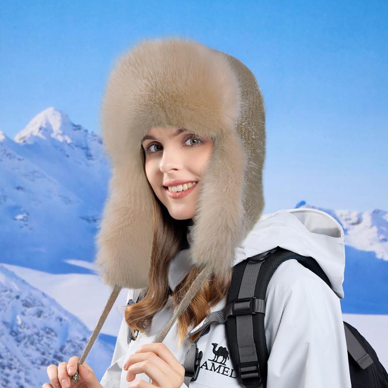 Winter Outdoor Womens Knit Warmth Hat With Earmuffs For Cold Weather Protection
