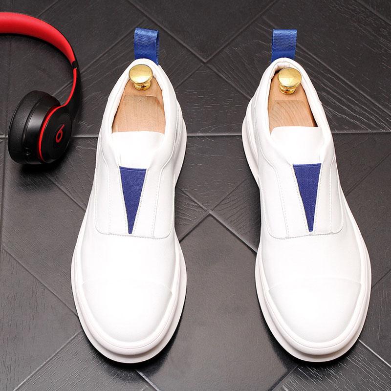 New Platform Shoes for Men Leather Casual Shoes Spring Autumn Fashion Flat Skateboard Shoes Thick-soled Slip-on Loafers