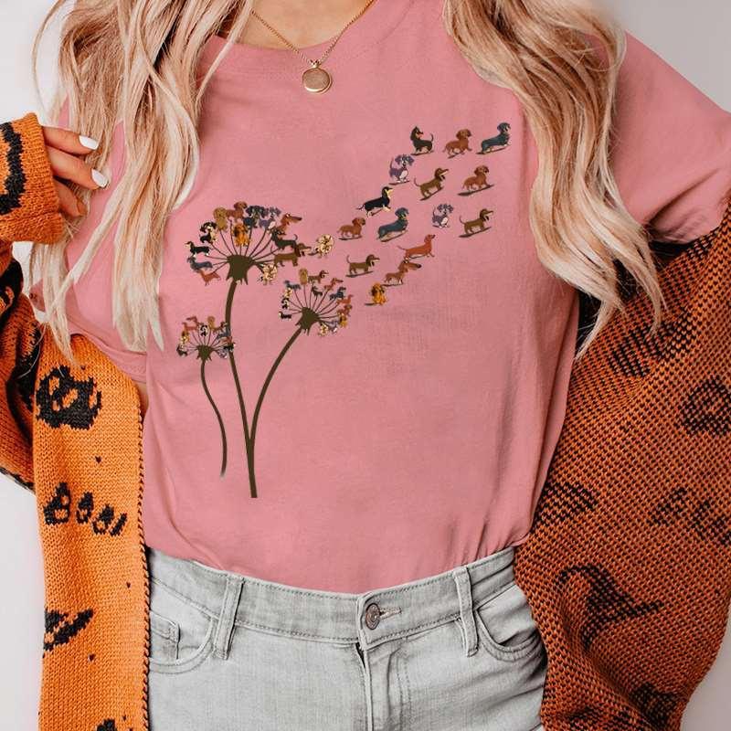 Legrační pampeliška Jezevčík Dámské tričko Oblečení Kawaii Kreslená grafika Dámská trička Tričko s krátkým rukávem Tričko Dámské Tričko Topy