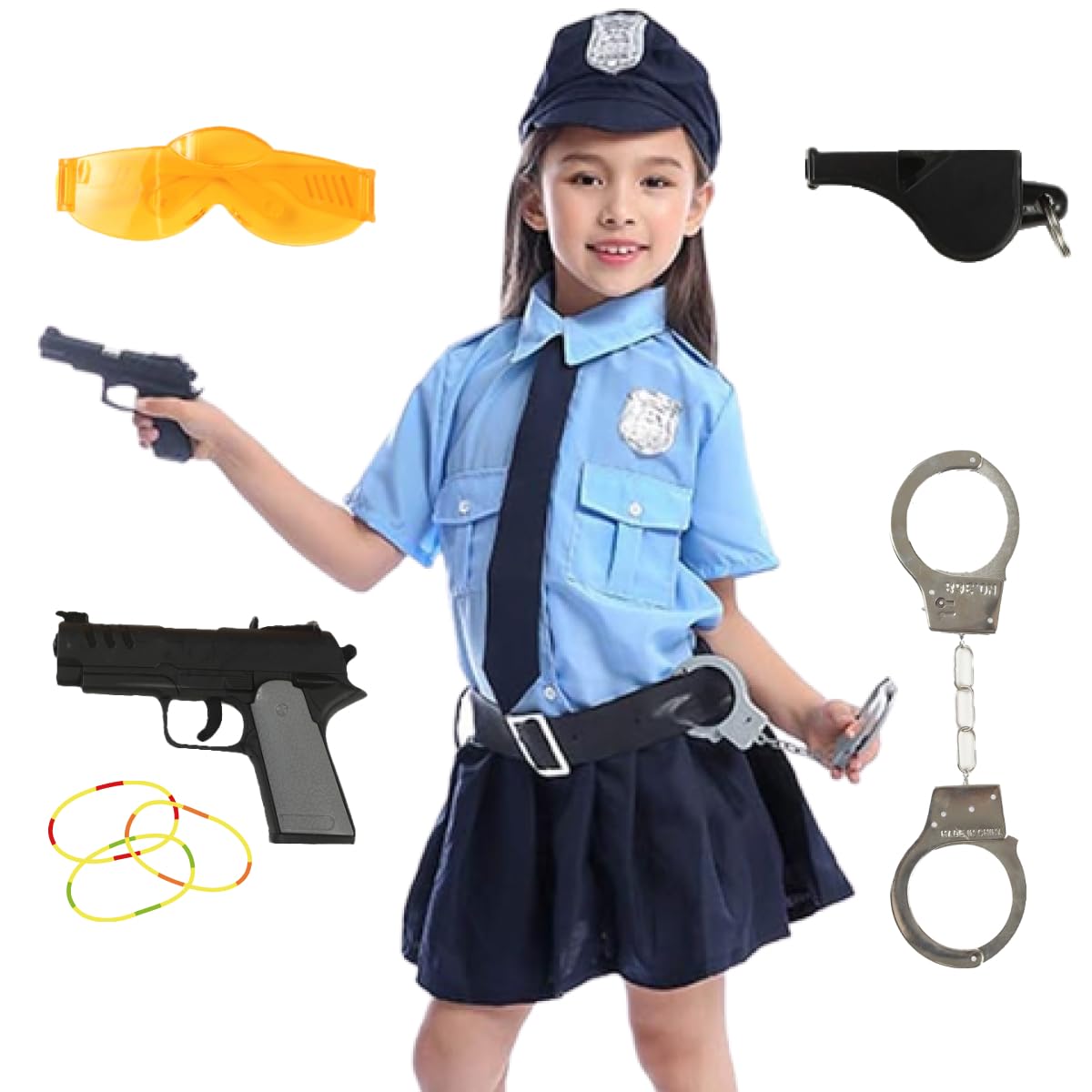 

Хэллоуин Косплей Детский Костюм Полицейский Костюм Детский Костюм Непрерывная Стрельба Пистолет Наручники Игрушка Набор из 7 Предметов [EVOLUTER] (150)