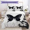 Black Butterfly Pattern Bedding Uilt Set Uilt Cover Pillowcase Home Decoration Birthday Gift (1 * Duvet Cover + 2 * Pillowcase Without Core)