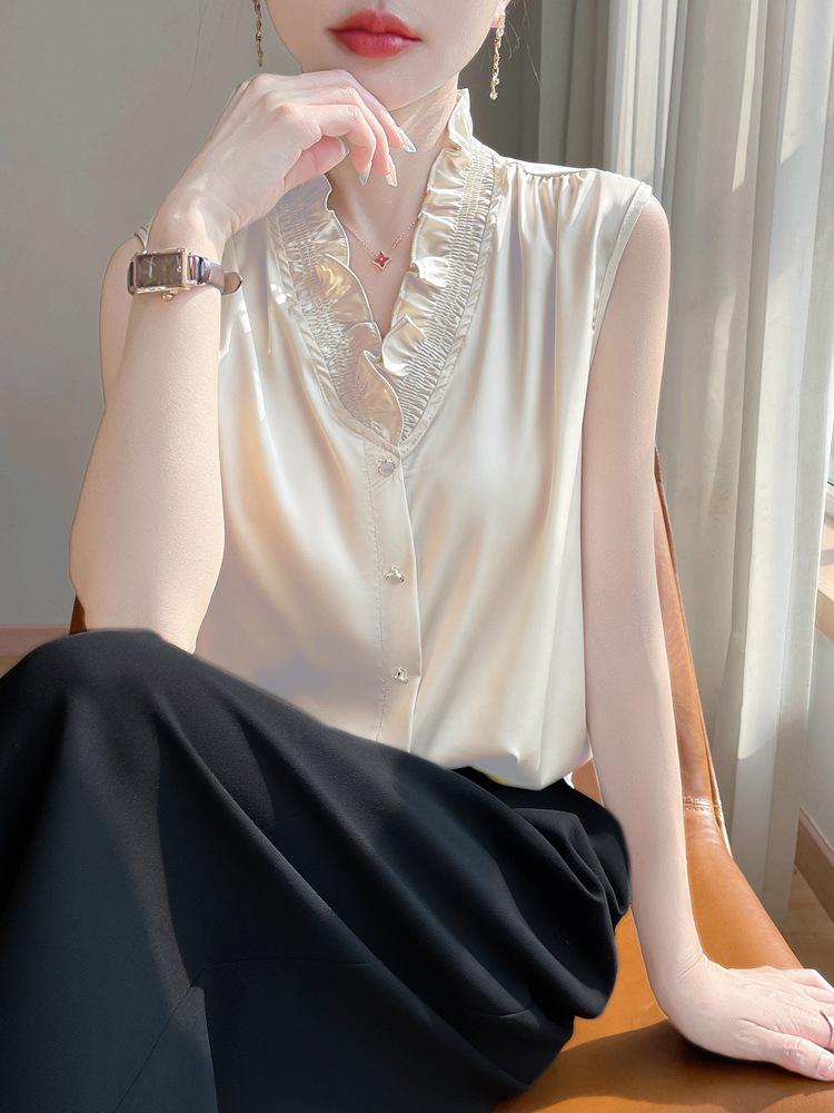 Elegant Women's Frill-Edged Vest Top - Trendy Summer Fashion