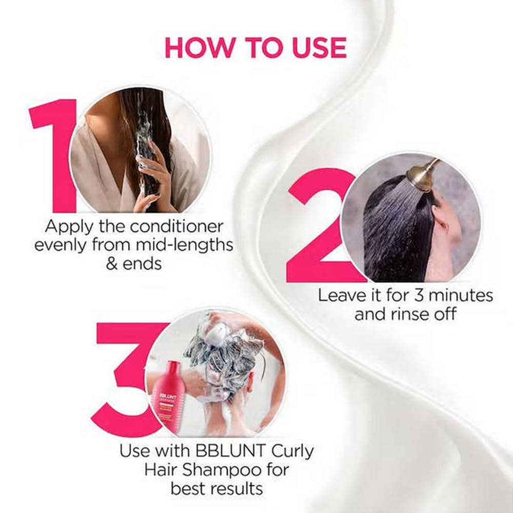 BBLUNT Curly Hair Conditioner With Coconut Water & Jojoba Oil For Hydrated Shiny Curls 250 Ml
