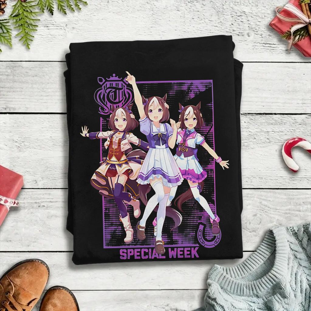 Uma Musume Mejiro McQueen T Shirts for Unisex Unisex Pure Cotton Fashion TShirt Round Neck Tee Shirt Short Sleeve Clothing Classic