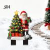 Durable Acrylic Yard Signs Santa Claus Garden Stake, Christmas Snowman Sign, 2D Decorations Flat Snowy Cottage Ornament for Lawn Pathway Holiday