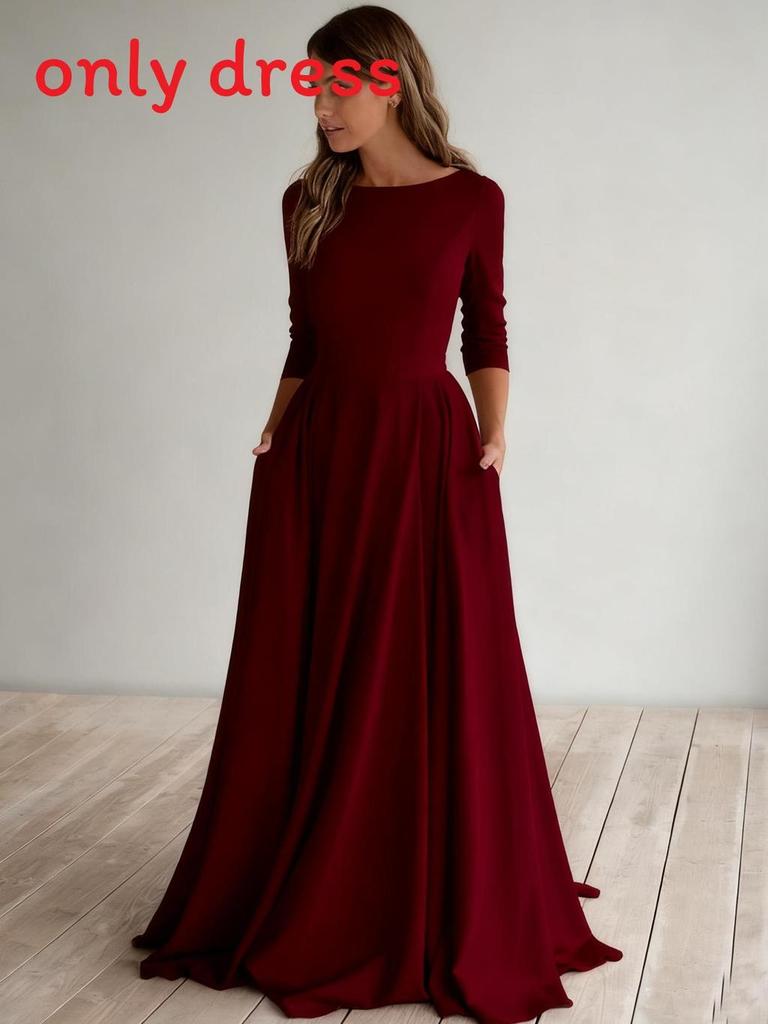 Elegante Vestito da Viaggio in Maglia a Manica Lunga con Zip per Uso Casual in Ufficio