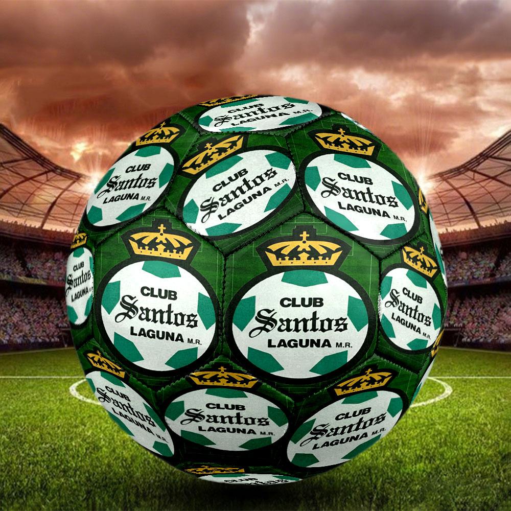 Club Santos Laguna Print Size 5 Soccer Ball, Standard Match Football for Sports Game and Team Practice, Ideal Gift for Soccer Fans