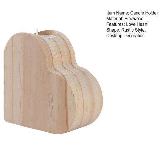 Wooden Love Heart Candle Holder Farmhouse Rustic Heart Shape Candle Stand