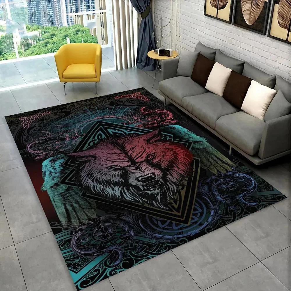 Nordic Viking Mythology Odin Valhalla Carpet Rug for Home Living Room Bedroom Sofa Doormat Decor,kid Area Rug Non-slip Floor Mat