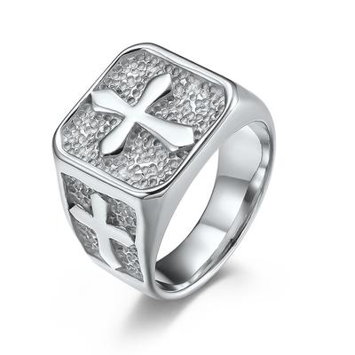 Fashion Cross Signet Ring Rock  Male Party Wedding Rings Chunky Finger Jewelry