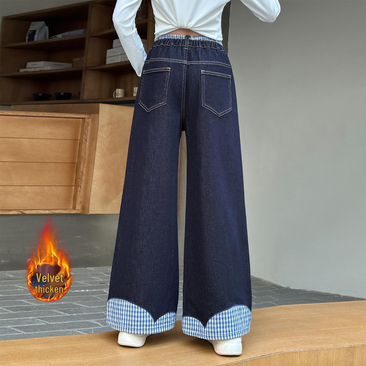 

Широкие клетчатые джинсы для девочек - Коллекция Orlon Весна/Осень 2025 140 cm