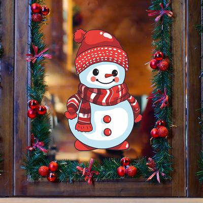 Fun-f255 Natale Vestire Pupazzo di neve Vetrina Finestra Porte Casa Abbellire Adesivi decorativi per finestre Autoadesivi
