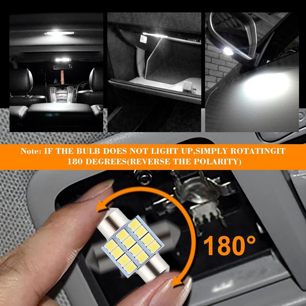 24 Pieces Dome Light LED Car Interior Bulb Kit Set 194 T10 DE3175 578 31Mm 42Mm Bulbs Interior Replacement Lights For Car Map License Plate Door Side