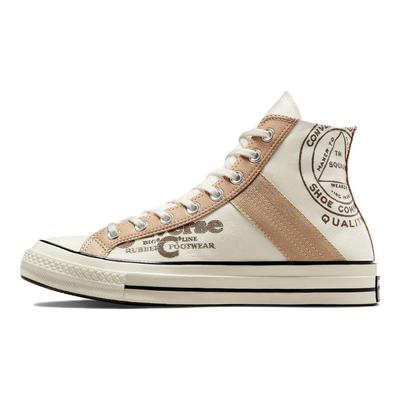 Chuck 70 Leather Overlay High Egret Champagne Tan Unisex Sneakers Cream Black A07122C